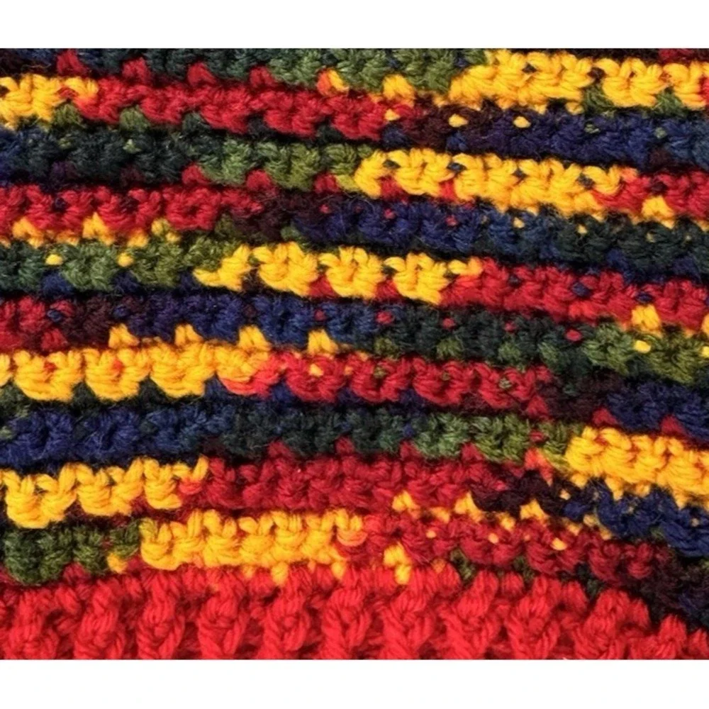 Dog Sweater & Hat Set XS/S Red Multicolor Variegated Hand Crocheted